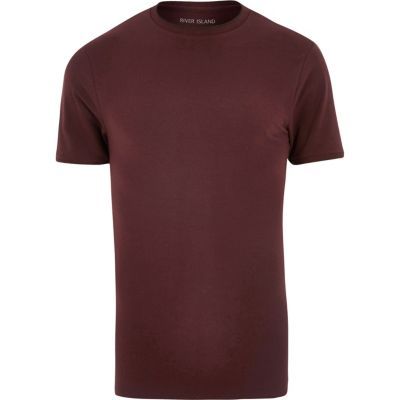 Burgundy tipped muscle fit T-shirt